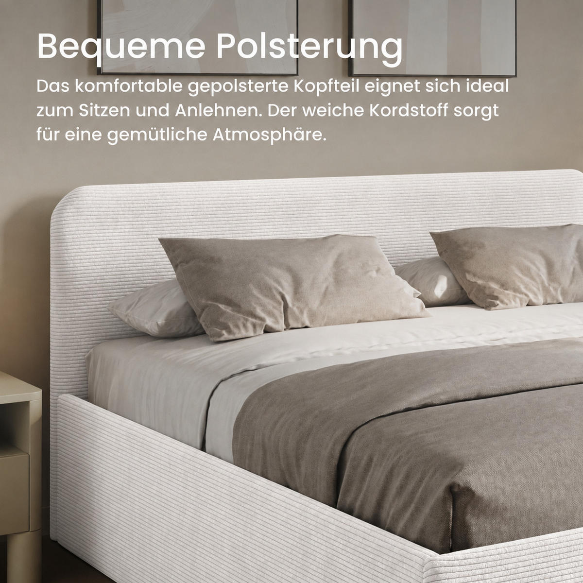POLSTERBETT mit Bonnell-Matratze 180x200 cm in Weiß - Weiß, Holzwerkstoff/Textil (180/200cm) - Home Collective