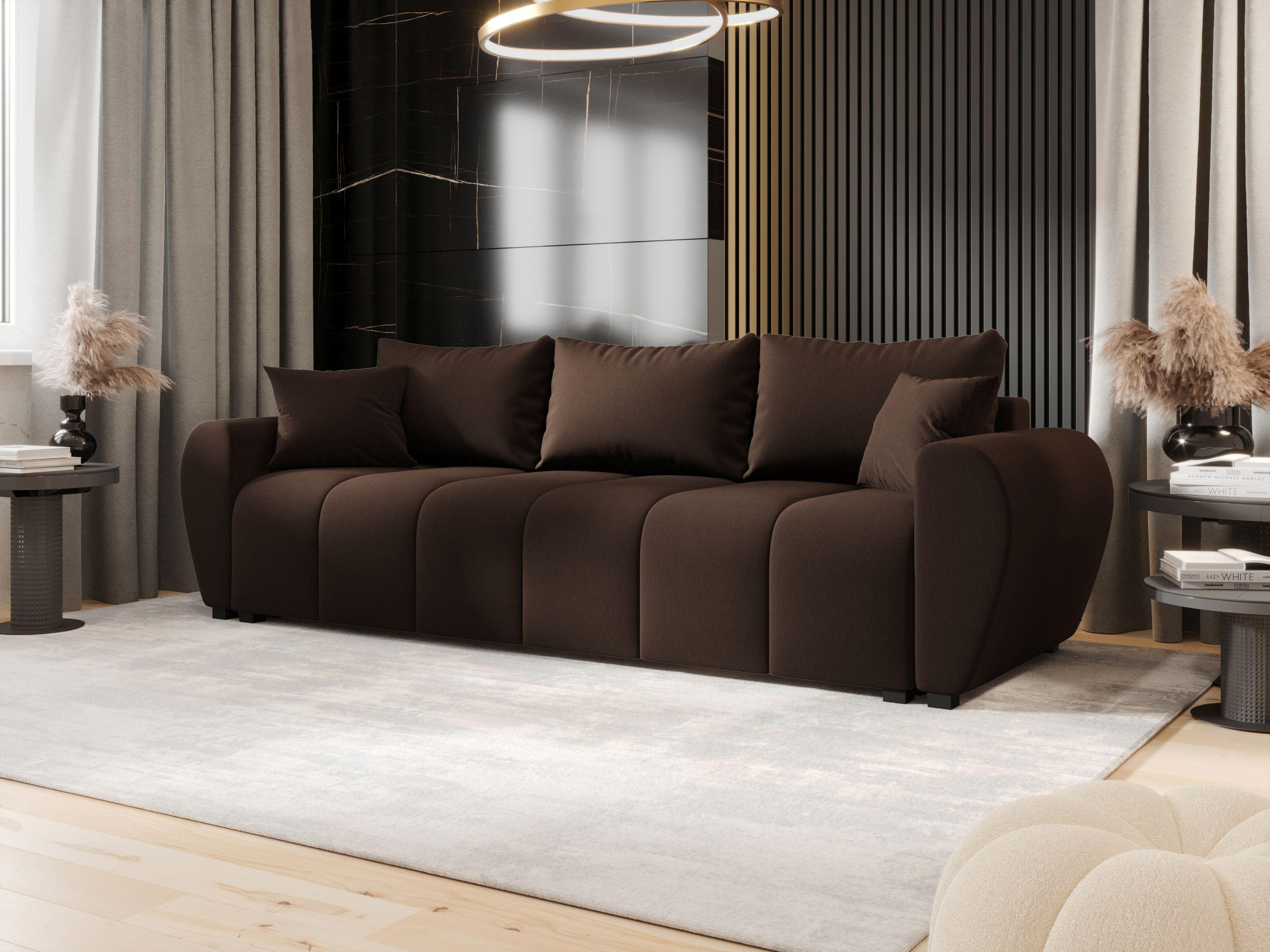 SOFA MOLISA mit Schlaffunktion COSMIC 800 mit Stauraum - Dunkelbraun, Textil (86/82/246cm) - Bedante