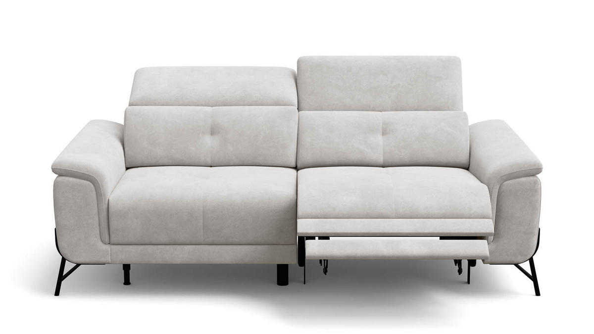 SOFA RELAX AVENA 3-Sitzer, beiger Veloursstoff - Beige/Schwarz, Holz/Textil (204/80/108cm) - Wozimo