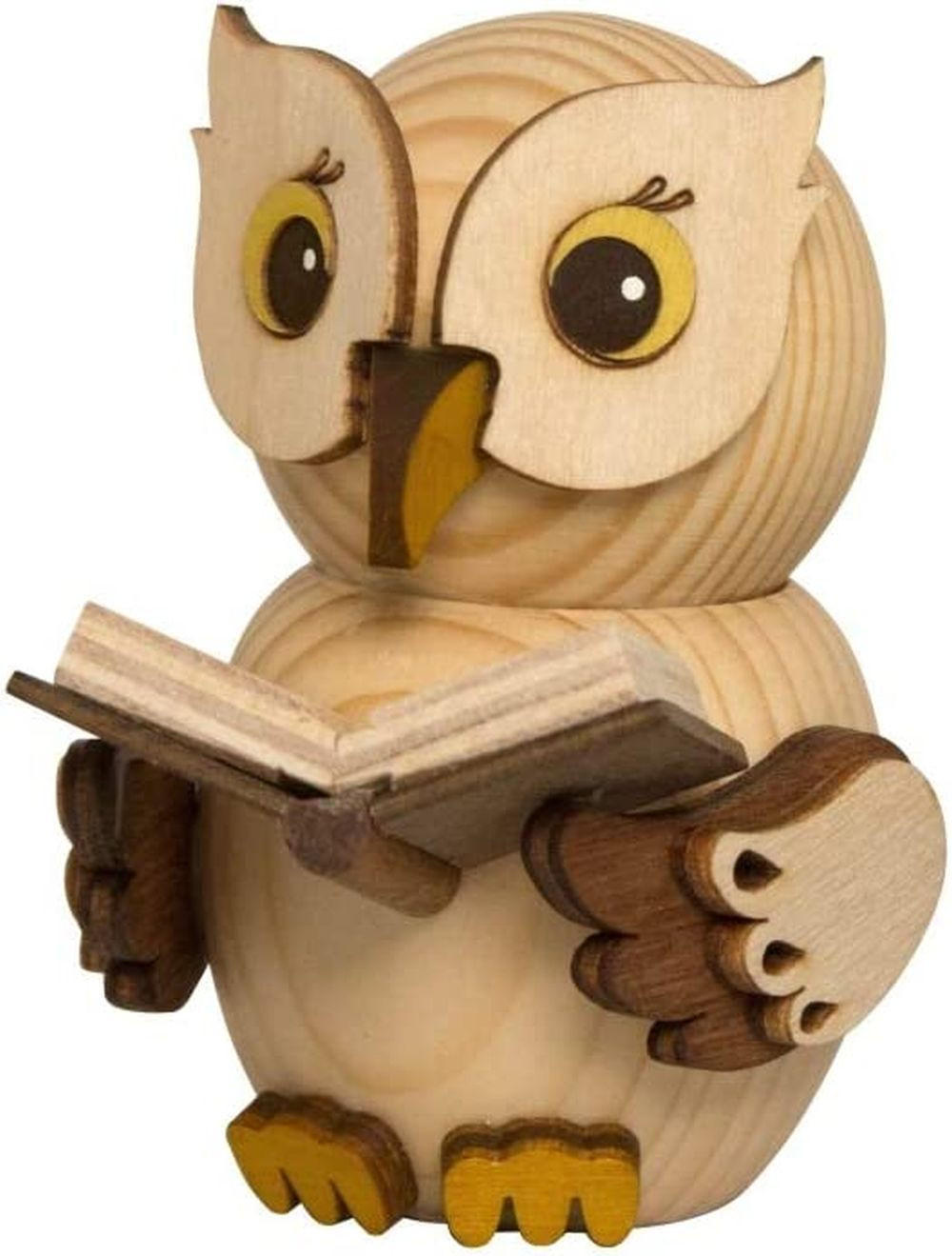 HOLZFIGUR Minieule mit Buch 7 cm - Multicolor, Holz (5/7/5cm)