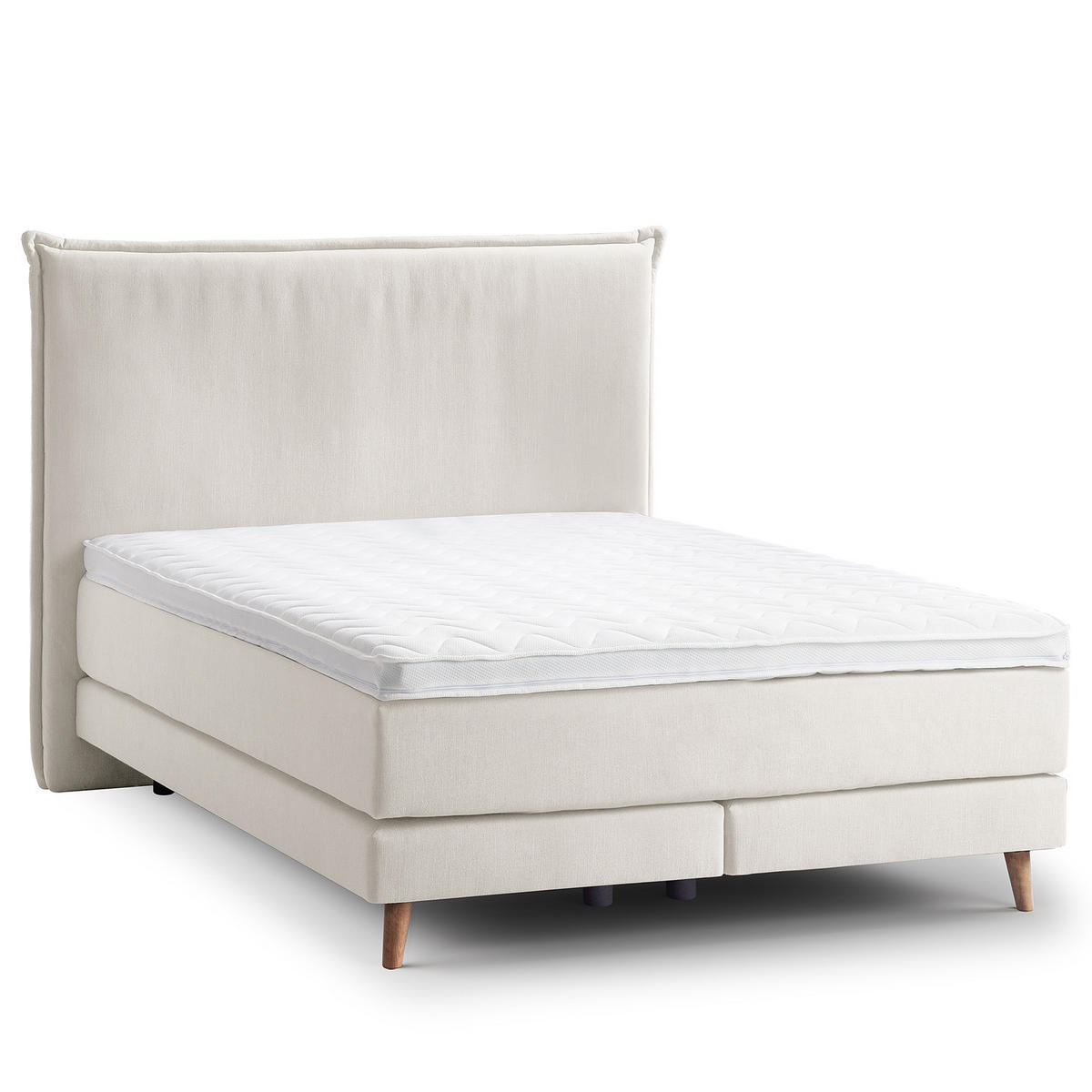 BOXSPRINGBETT - Klassisch - Platinfarben, Holz (140/200cm) - home24