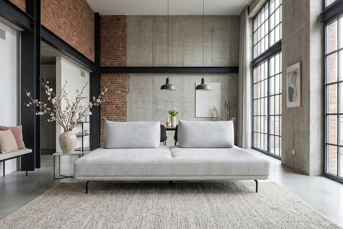 SCHLAFSOFA CANE Grau Webstoff - Schwarz/Grau, Textil/Metall (210/80/100cm) - KAWOLA