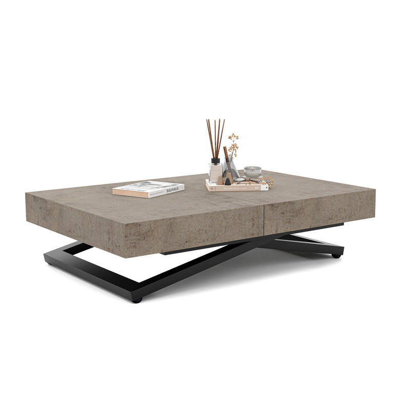 COUCHTISCH SANELLE ausziehbar mit Liftfunktion, 120/80/76 cm Schwarz / Grau - Schwarz/Grau, Holzwerkstoff/Metall (120/80/27cm) - Idohome