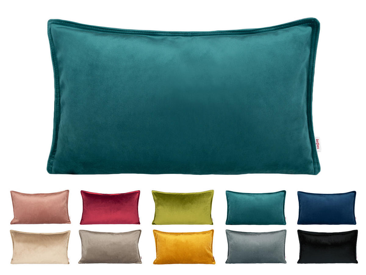 KISSENHÜLLE Samt&Sonders petrol 50/30 cm - Petrol, Textil (30/50cm) - beties Heimtextil