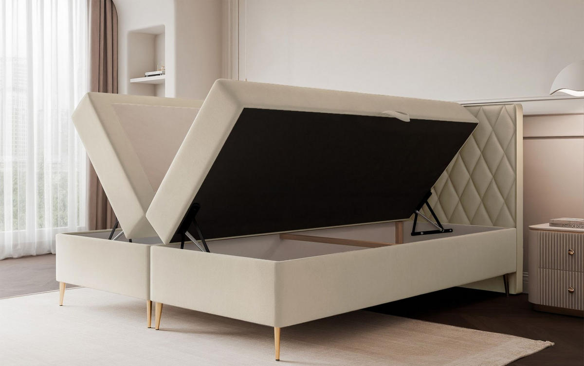 BOXBETT Caresso Creme, Chenille, 180x200 cm - Goldfarben/Creme, Textil/Metall (180/200cm) - Selsey