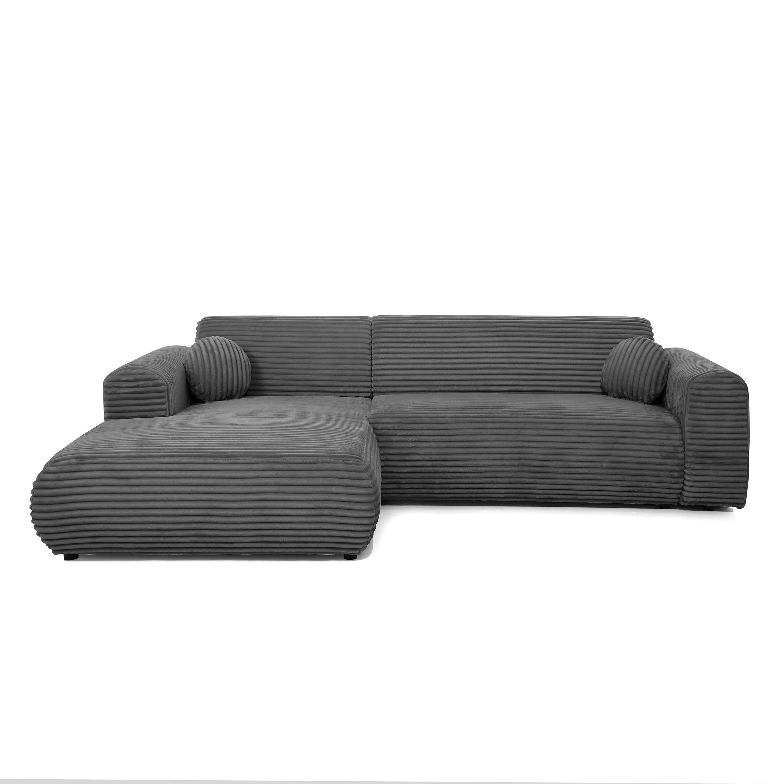 ECKSOFA Puerto, ohne Schlaffunktion, Dunkelgrau, links - Dunkelgrau/Schwarz, Textil (269/170cm) - Beautysofa