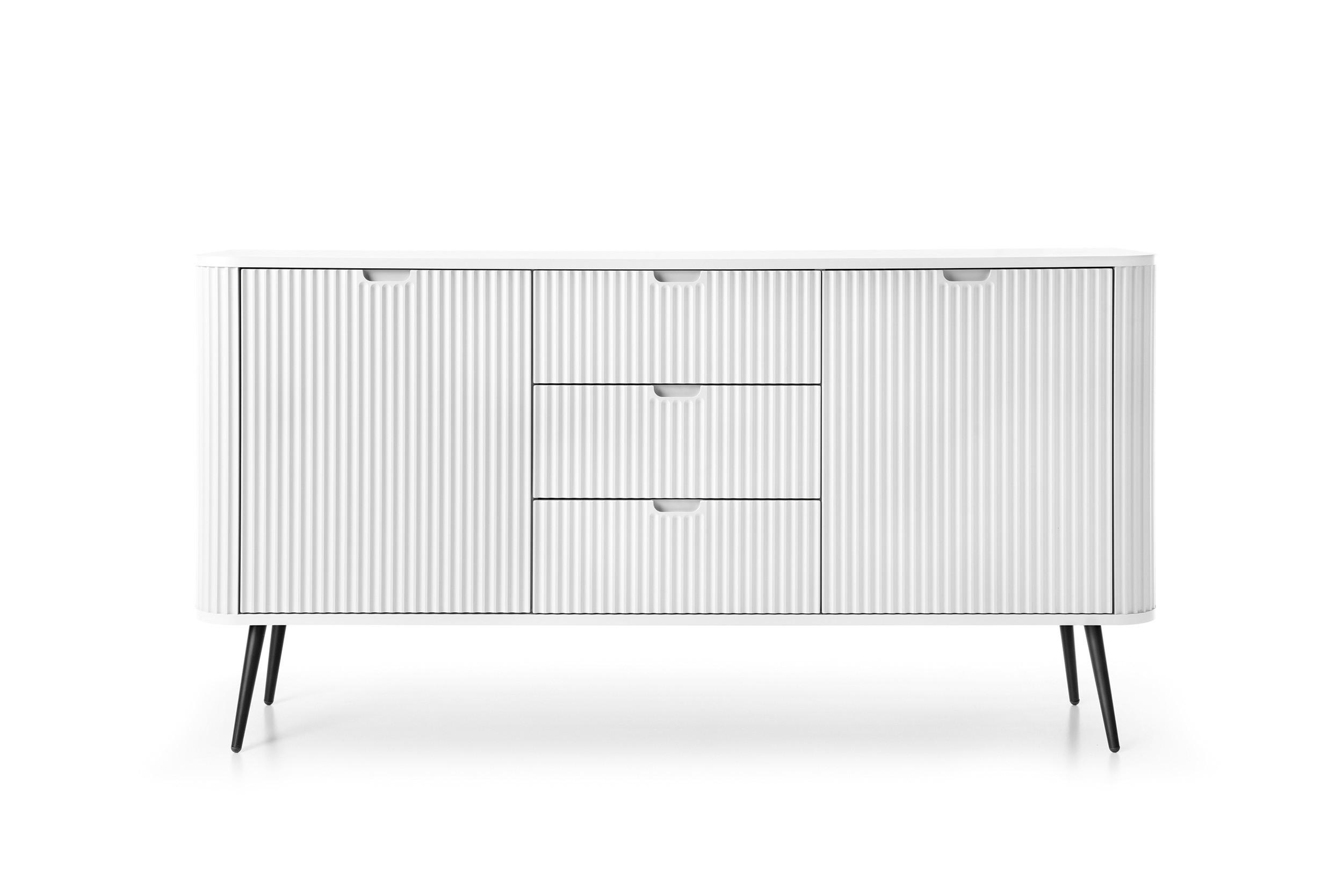 KOMMODE Breite ZOVA Weiß-Schwarz, 168x87x39cm 3 Schubladen, 2 Schränke - Schwarz/Weiß, Holzwerkstoff/Kunststoff (168/87/39cm) - DomoHome