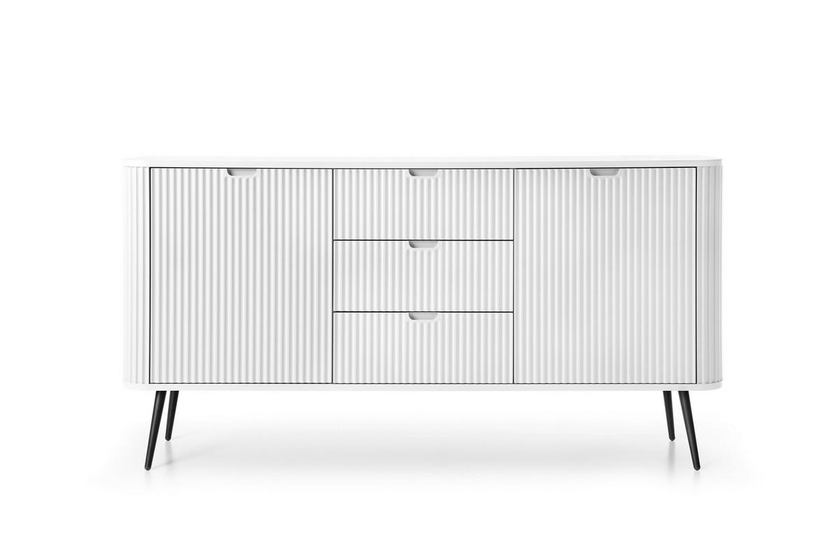 KOMMODE Breite ZOVA Weiß-Schwarz, 168x87x39cm 3 Schubladen, 2 Schränke - Schwarz/Weiß, Holzwerkstoff/Kunststoff (168/87/39cm) - DomoHome