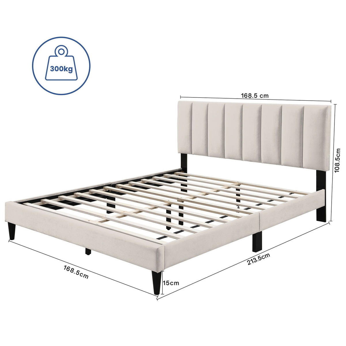 POLSTERBETT mit Lattenrost 160x200 cm Beige - Beige, Textil (160/200cm) - Home Collective