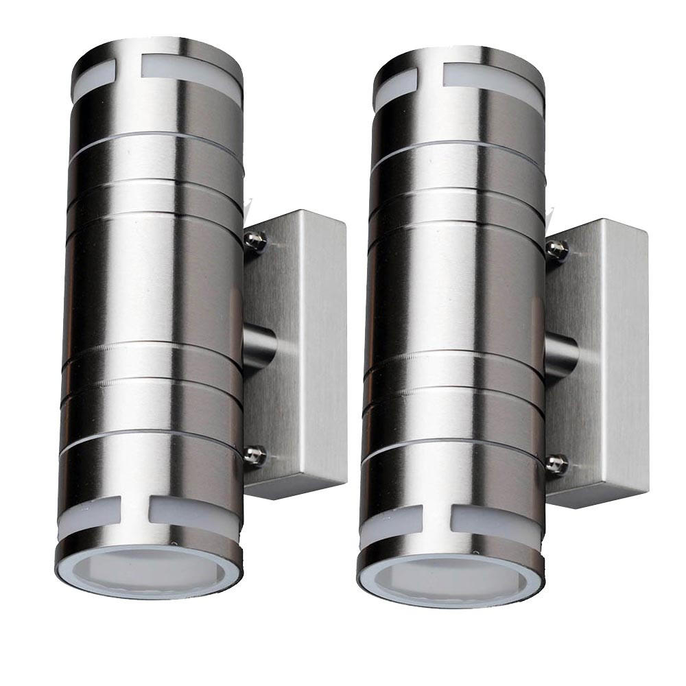 AUSSEN-WANDLAMPE Edelstahl Silber 2er Set - Silberfarben, Glas (6/17.8/11cm)
