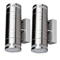 AUSSEN-WANDLAMPE Edelstahl Silber 2er Set - Silberfarben, Glas (6/17.8/11cm)