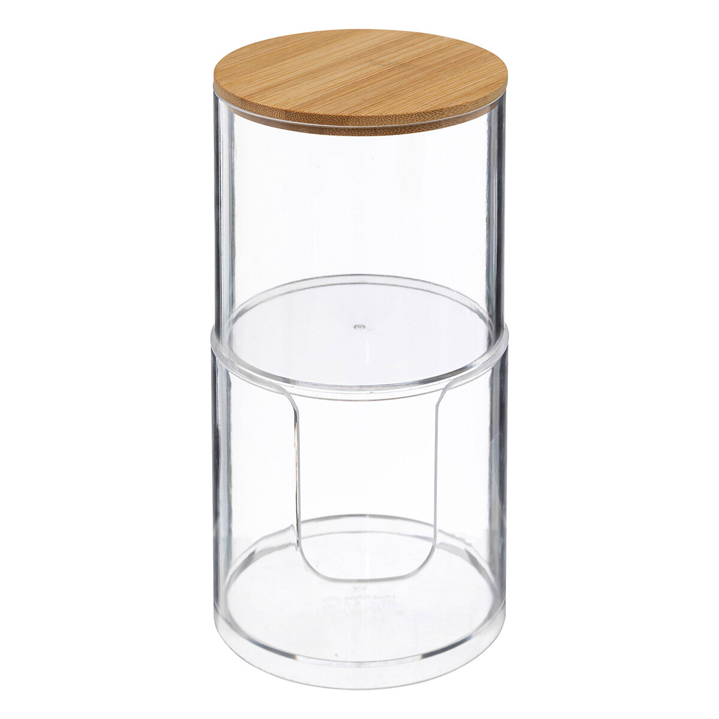 KOSMETIK-AUFBEWAHRUNGSDOSE Selena 2-in-1 für Wattepads und Stäbchen, Kunststoff, Bambus, 18.4 cm - Multicolor, Kunststoff (9.7/18.1/9.7cm) - 5five Simply Smart