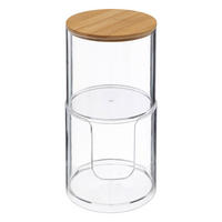 KOSMETIK-AUFBEWAHRUNGSDOSE Selena 2-in-1 für Wattepads und Stäbchen, Kunststoff, Bambus, 18.4 cm - Multicolor, Kunststoff (9.7/18.1/9.7cm) - 5five Simply Smart