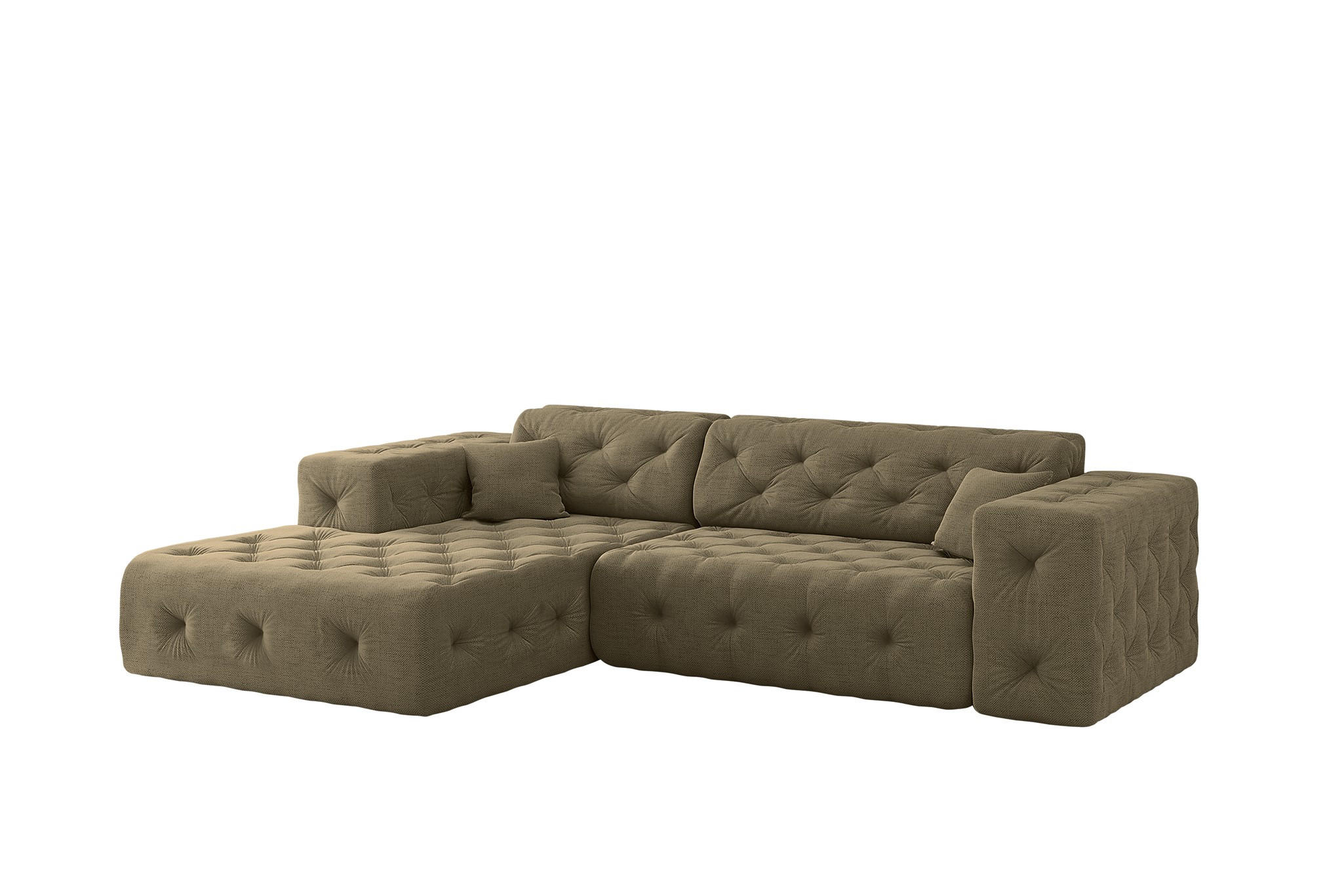 ECKSOFA Chantal In Moly - Grün, Holzwerkstoff/Textil (266/171cm) - Fun Möbel
