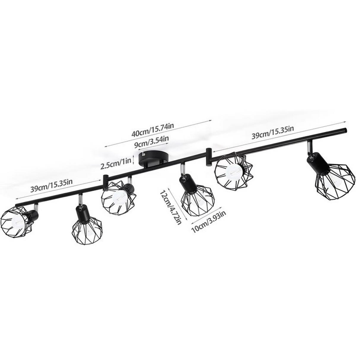E14 LED-DECKENSTRAHLER 117 cm Schwarze Deckenleuchte - Schwarz, Kunststoff (117/11/19cm) - Coonoor