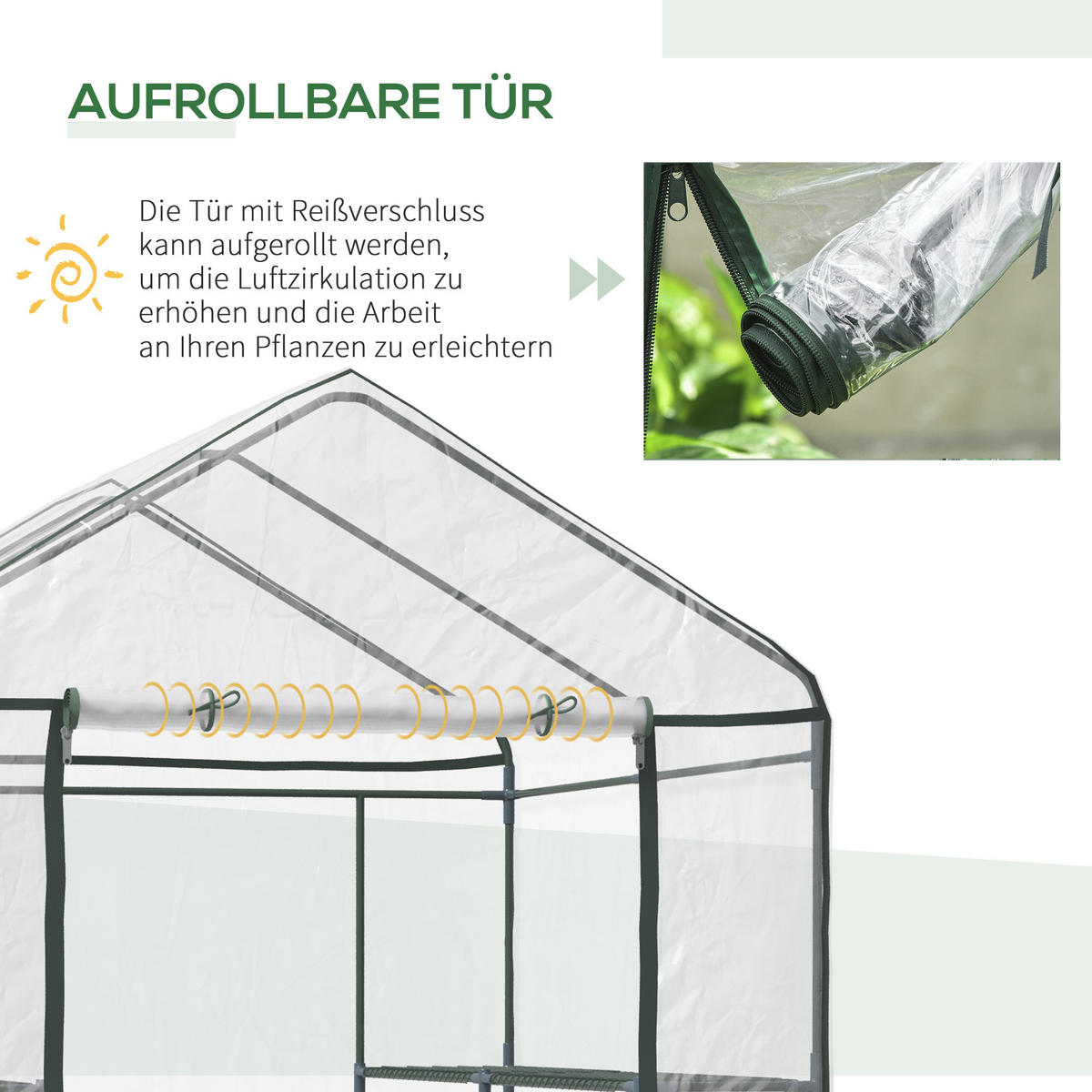 FOLIENGEWÄCHSHAUS, Transparent, Metall, PVC-Kunststoff - Transparent, Kunststoff (143/195/143cm) - Outsunny