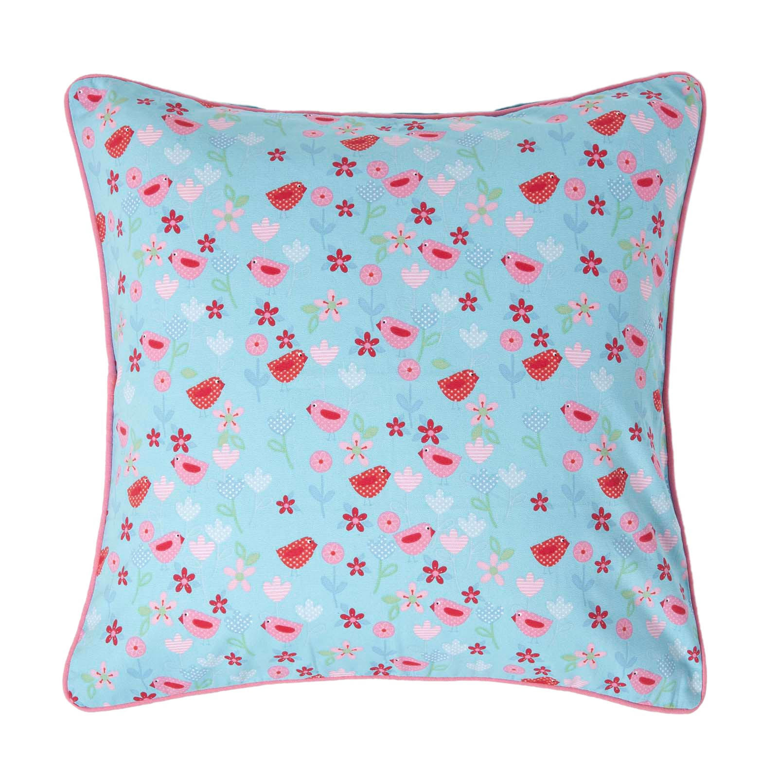 KISSENHÜLLE Vögel & Blumen 60/60 cm - Hellblau, Textil (60/60cm) - Homescapes