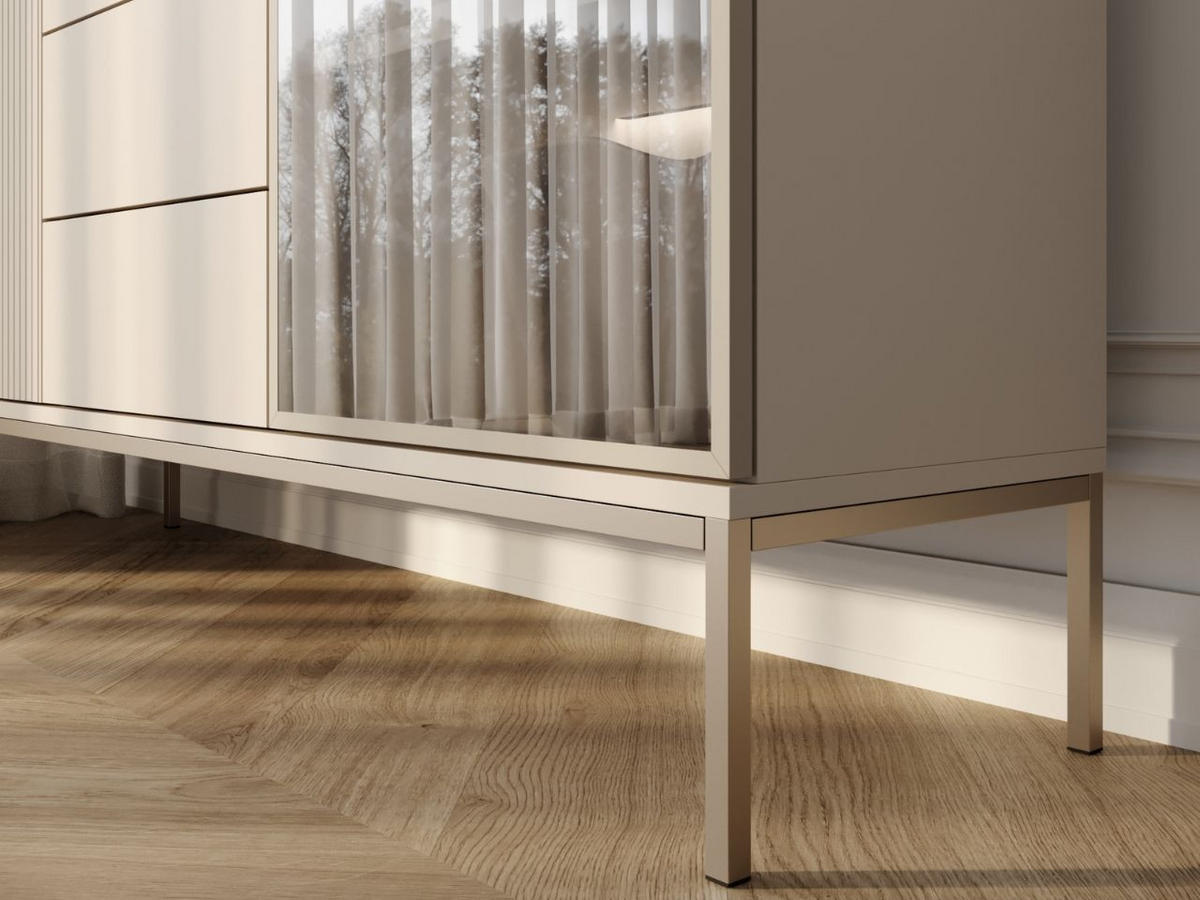 KOMMODE Kaschmir 154/83/39 cm Deo - Kaschmir/Champagner, Glas/Holz (154/83/39cm) - Graingold