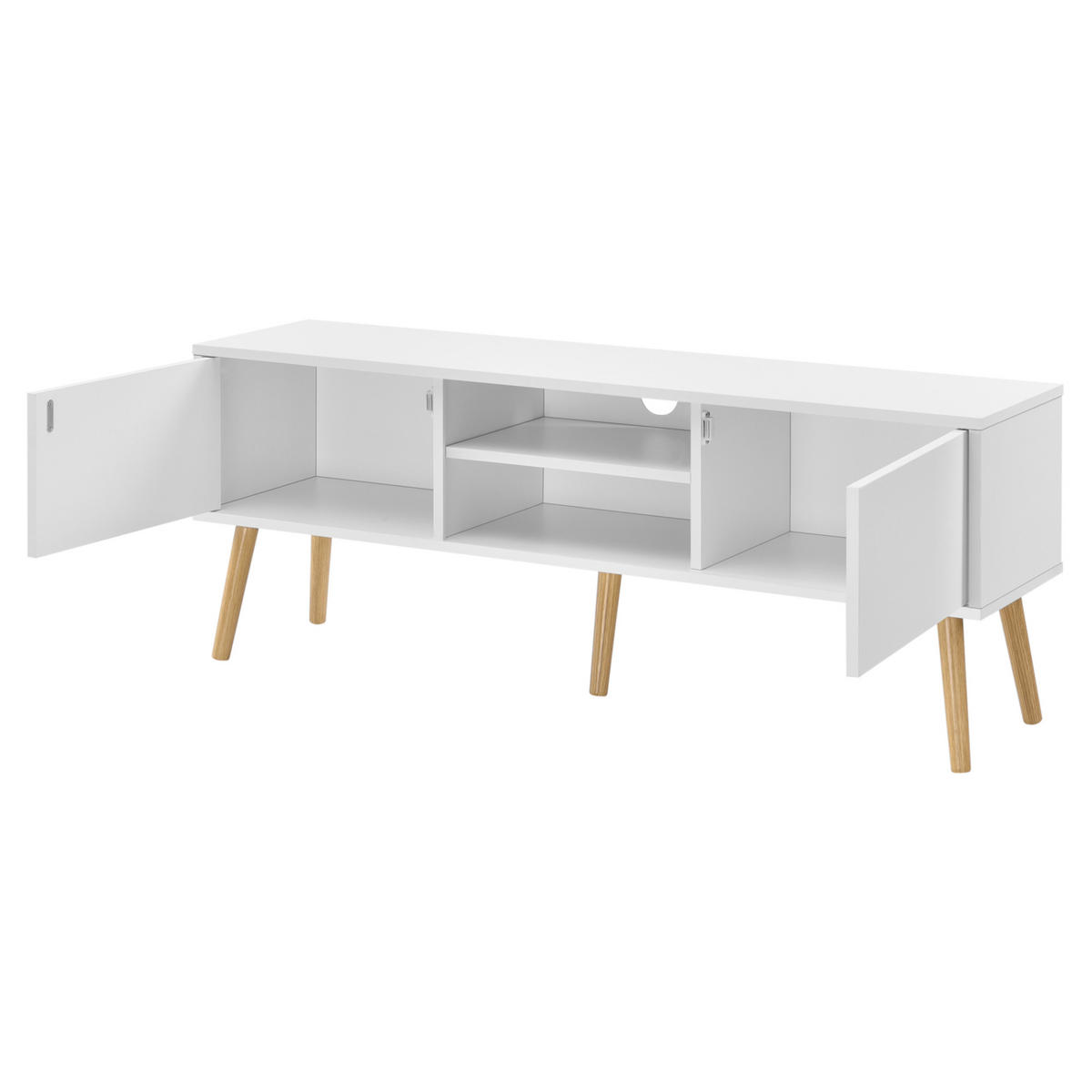 LOWBOARD Eskilstuna - Weiß, Holz/Holzwerkstoff (120/46.5/29.5cm) - [en.casa]