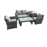 GARTEN-SOFA-SET MIT COUCHTISCH BEISTELLTISCH Polyrattan Dunkelgrau Gemischt 4-Sitzer - Dunkelgrau, Metall - Fimous