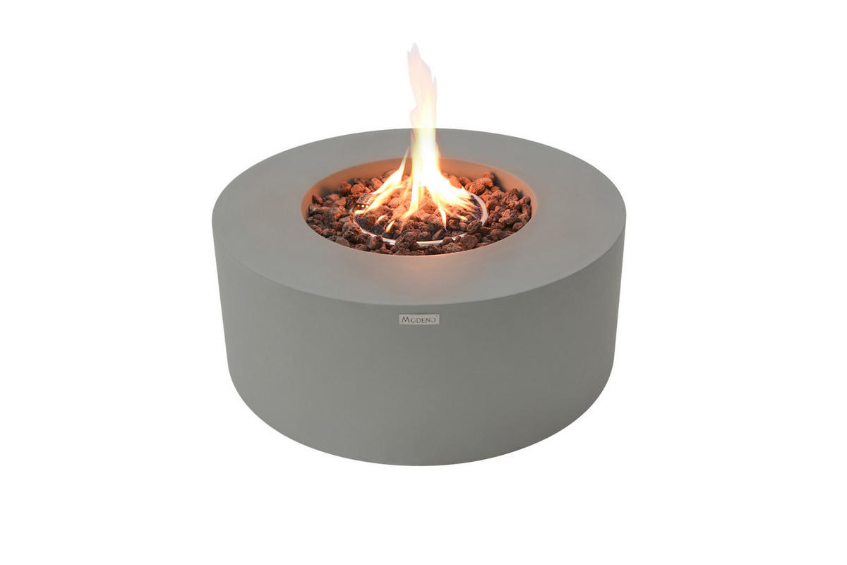 FEUERTISCH Tramore Gasfeuerstelle aus GFRC-Beton 87/87/36 cm - Hellgrau, Stein (87/37/87cm) - Elementi