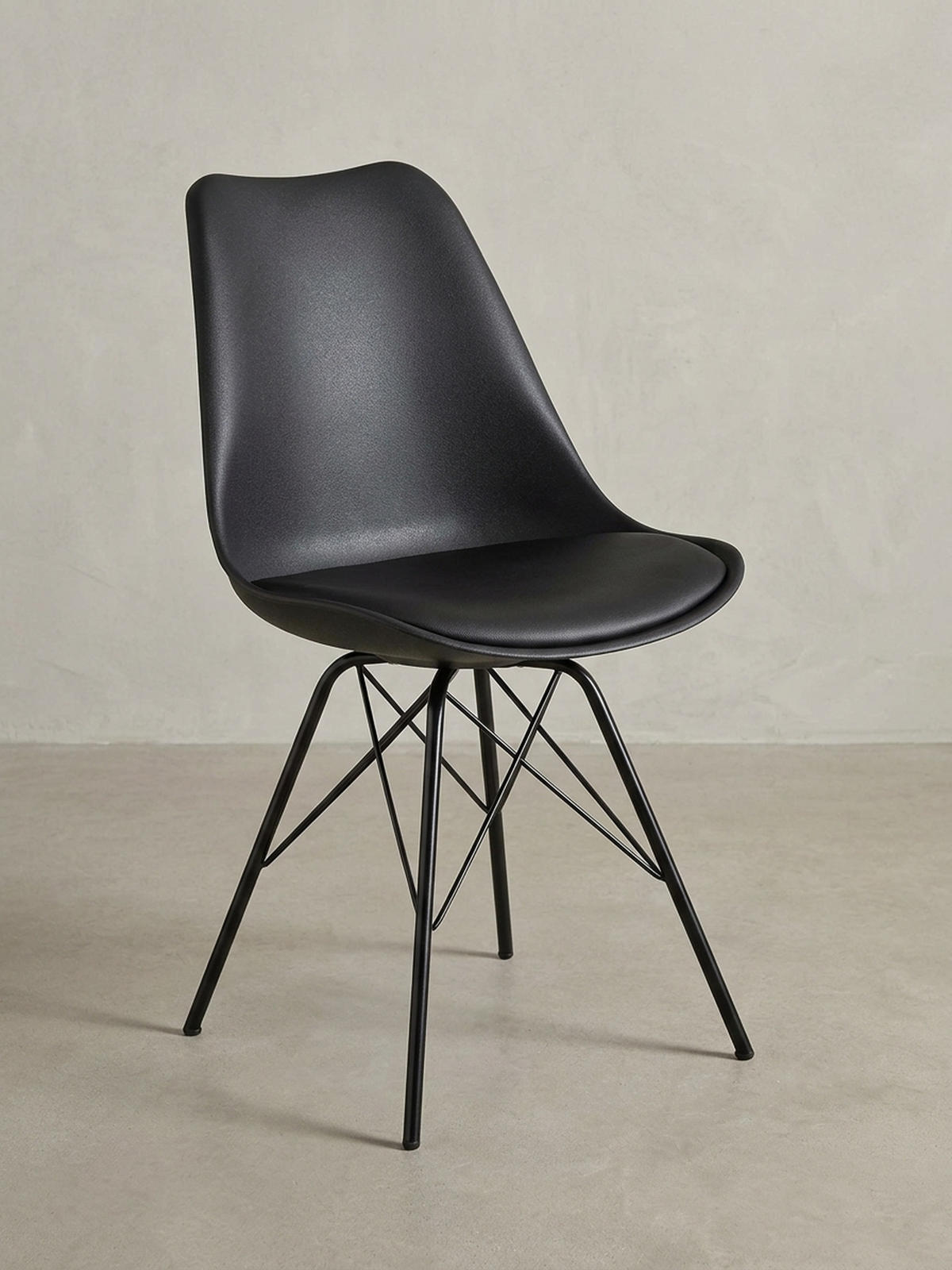 ESSZIMMERSTUHL 2er Set mit Metallgestell Skandinavisch gepolstert, Schwarz 58x48x86 cm - Schwarz, Kunststoff/Textil (58/86/48cm) - KADIMA DESIGN