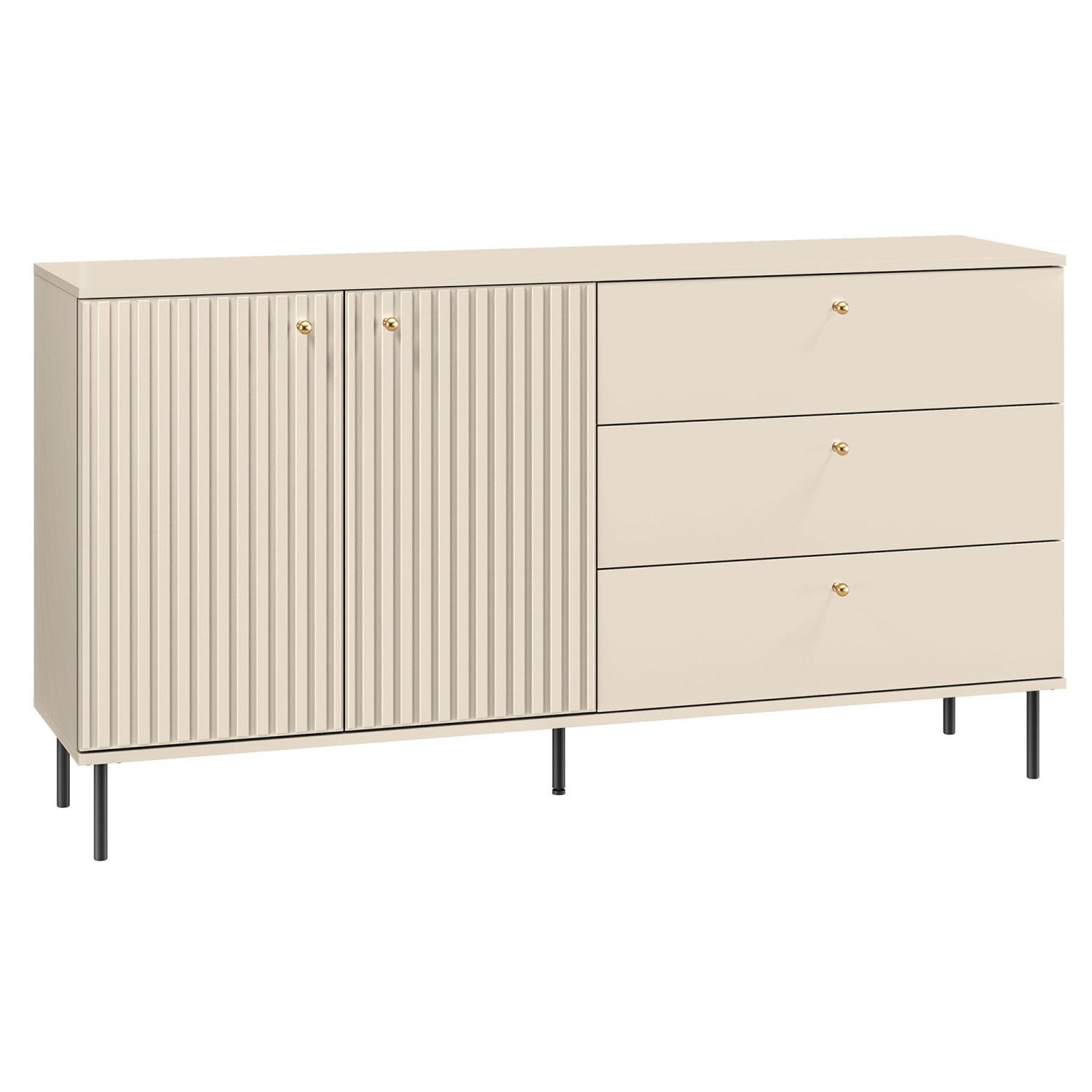 SIDEBOARD CALETTO Beige 160 cm - Beige/Goldfarben, Holzwerkstoff/Metall (160/84.8/40cm) - Selsey
