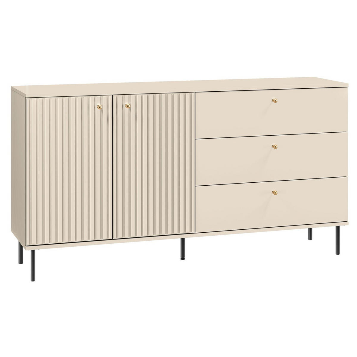 SIDEBOARD CALETTO Beige 160 cm - Beige/Goldfarben, Holzwerkstoff/Metall (160/84.8/40cm) - Selsey
