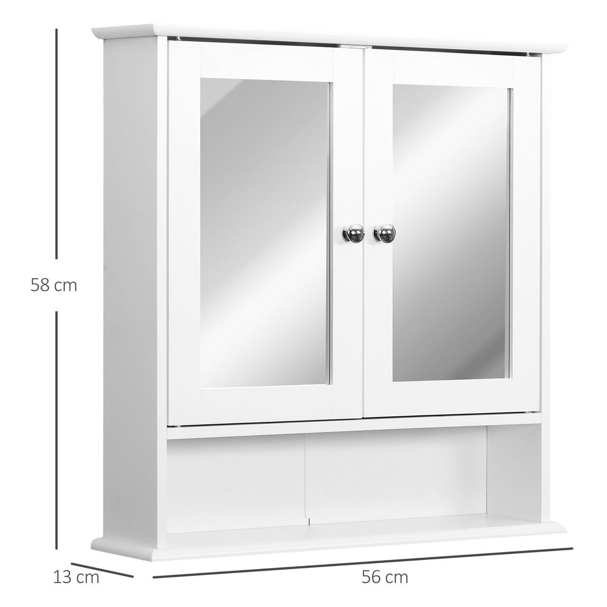 SPIEGELSCHRANK DE-15103 56/13/58 cm, verstellbares Regal Grau - Weiß, Holzwerkstoff (56/58/13cm) - ComfortXL