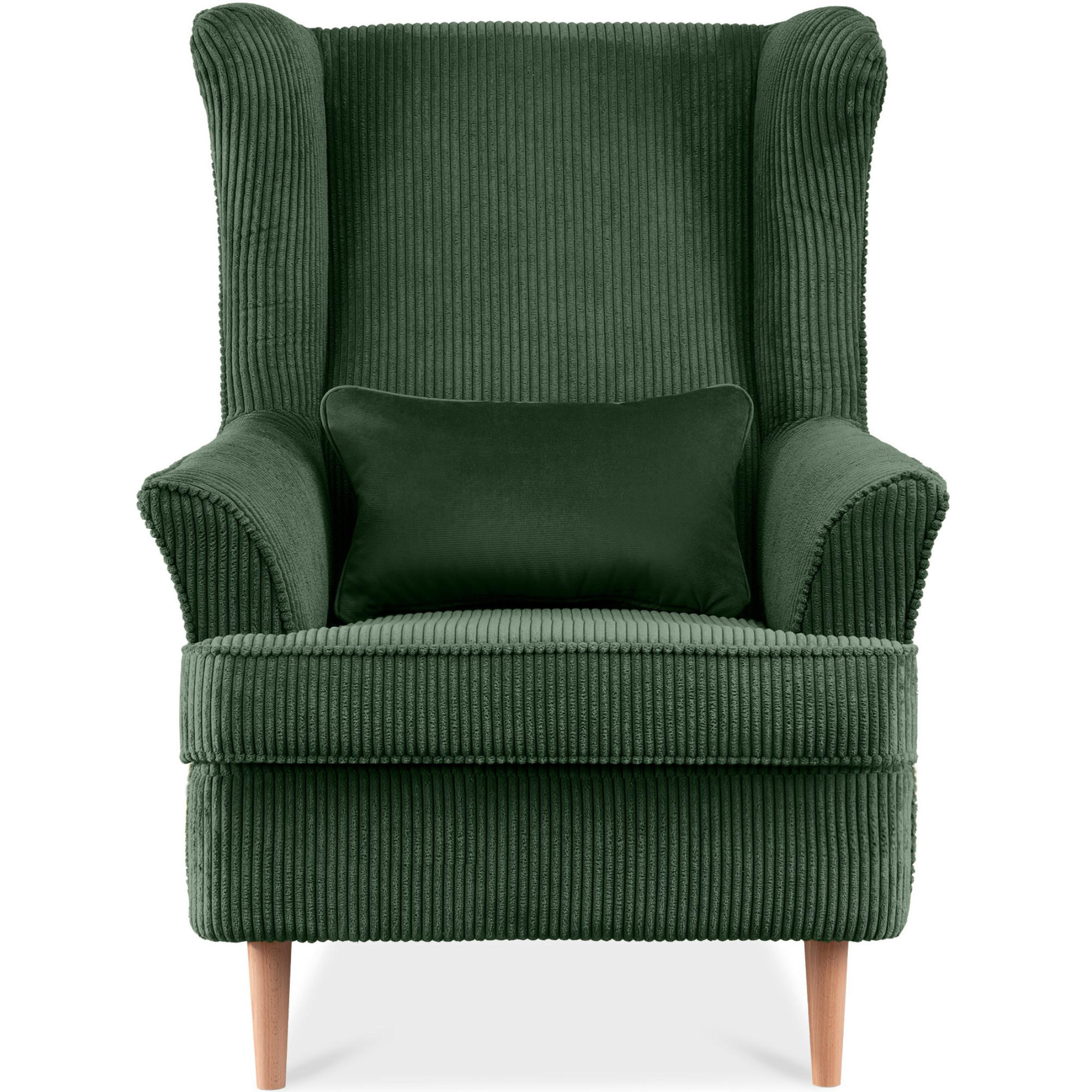OHRENSESSEL STRALIS inklusive dekorativem Kissen, dunkelgrün - Dunkelgrün, Textil (82/108/80cm) - KONSIMO®