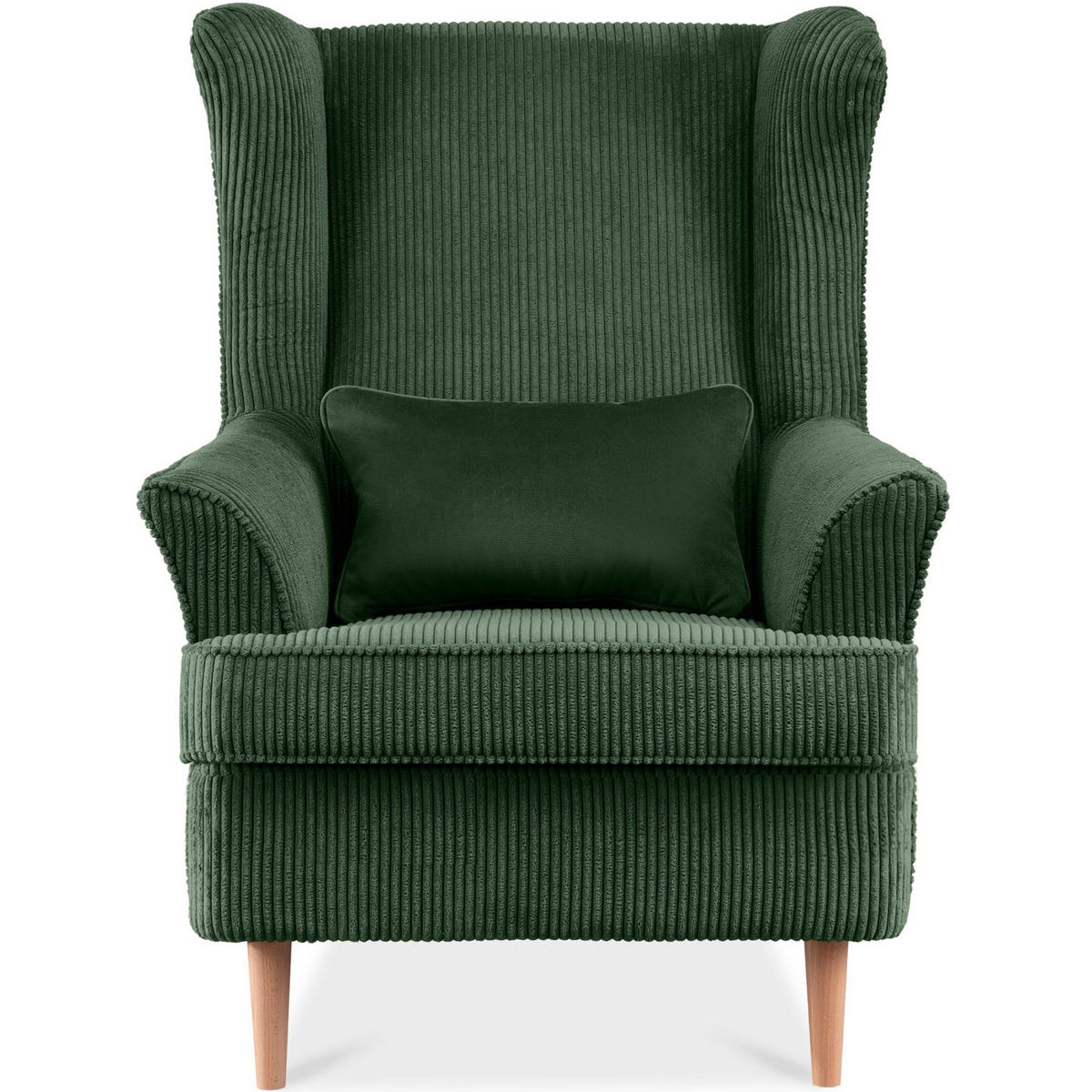 OHRENSESSEL STRALIS inklusive dekorativem Kissen, dunkelgrün - Dunkelgrün, Textil (82/108/80cm) - KONSIMO®