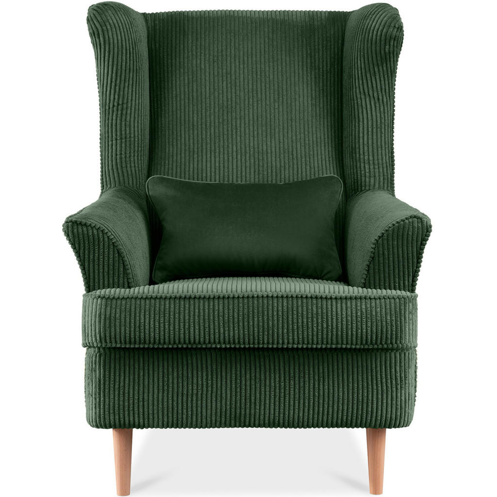 Thumbnail - Konsimo® Ohrensessel, Dunkelgrün, Textil, 82x108x80 cm, Wohnzimmer, Sessel, Polstersessel