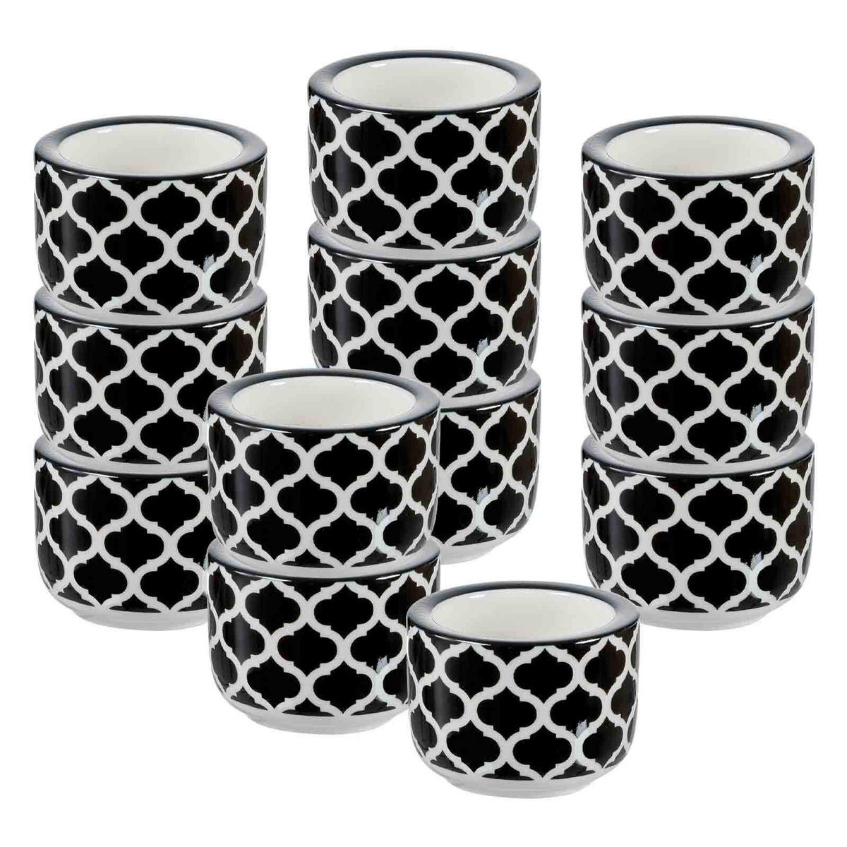 TEELICHTHALTER Takeo Stripes schwarz-weiß ø 6 cm 12er Set - Schwarz/Weiß, Keramik (4cm) - Ritzenhoff Breker