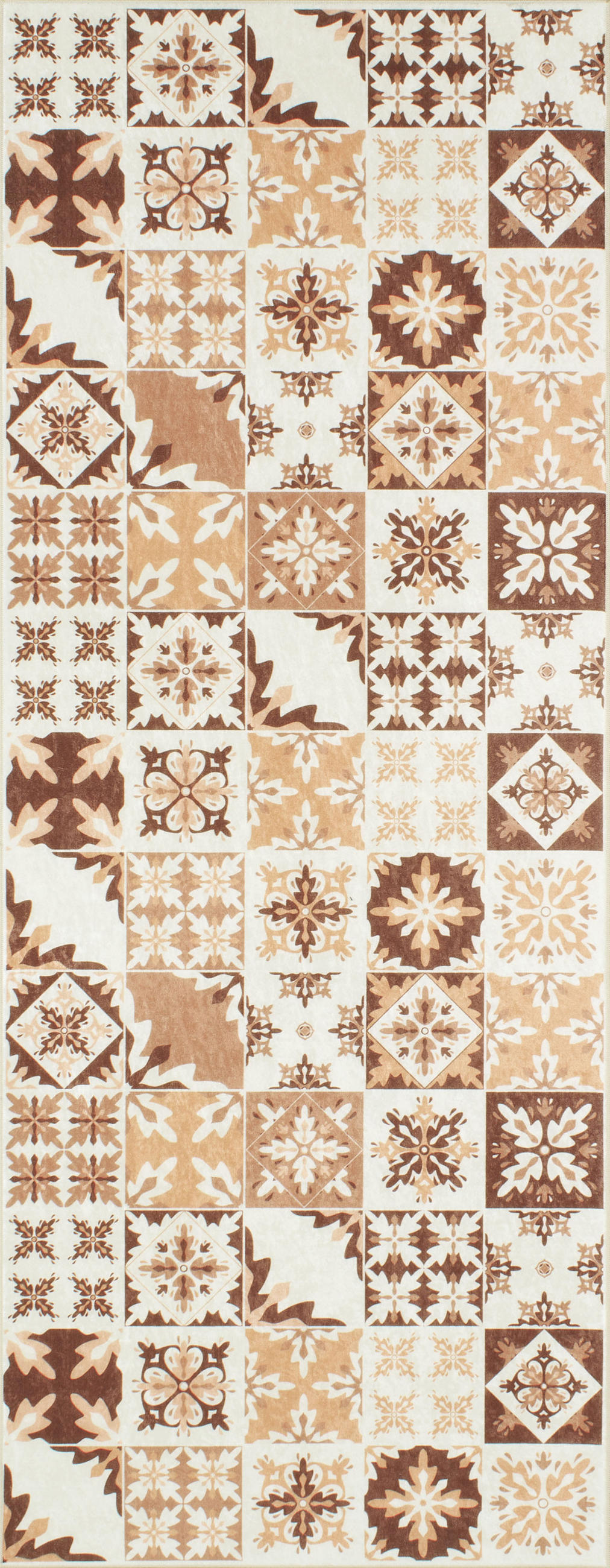 KÜCHENTEPPICH mit orangefarbenem Zementfliesenmuster Azulejo 70x180 cm - Orange, Textil (70/180cm) - Nazar Rugs