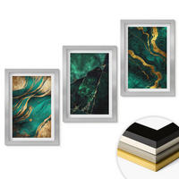 WANDBILDER 3er Set - 20x30 cm Silberner Rahmen - Elegante Steinmuster - Silberfarben, Kunststoff (20/30cm) - ArtPrintCave