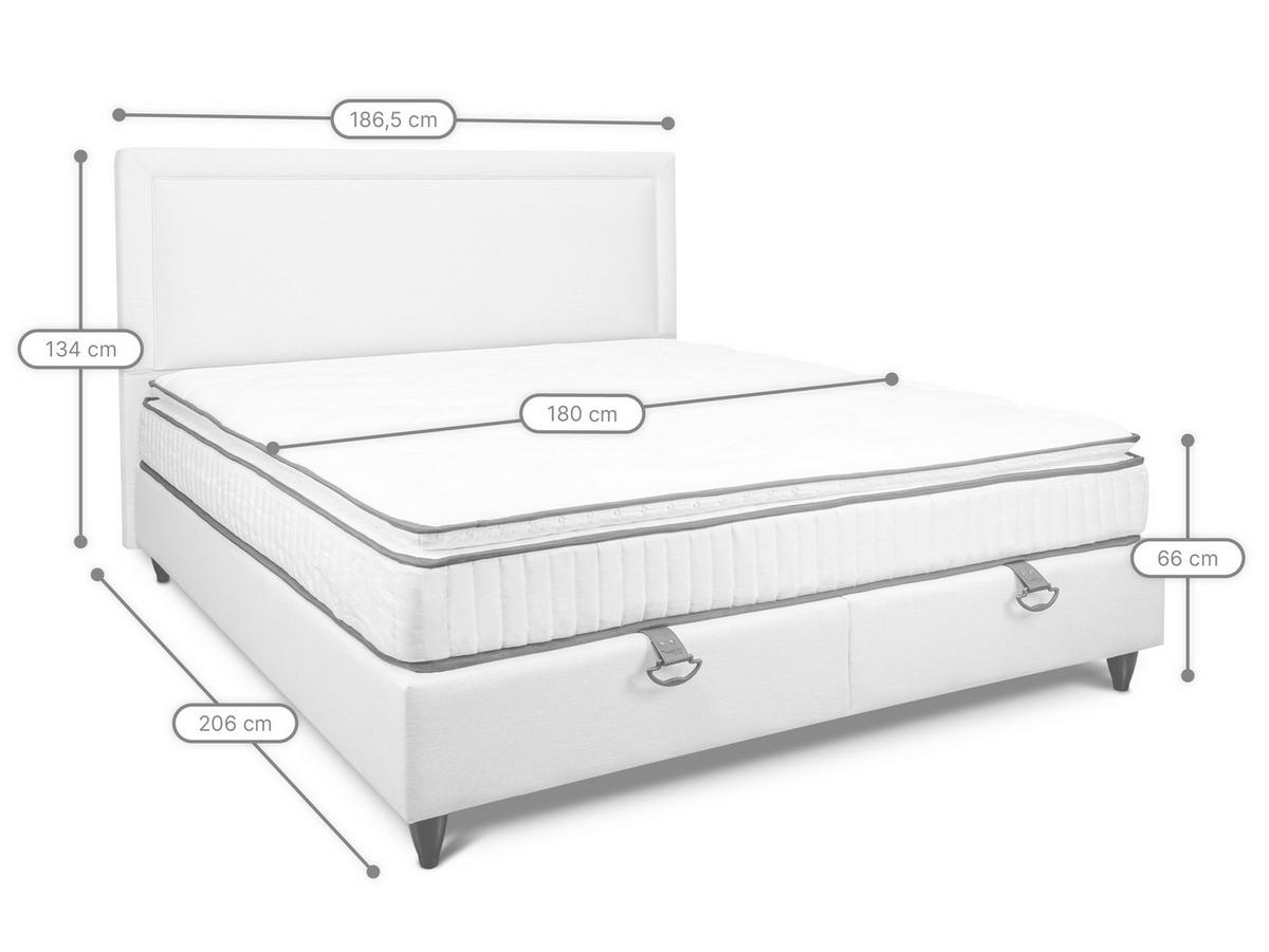 POLSTERBETT Snow Hellbeige 180/200 cm mit Bettkasten - Creme, Textil (180/200cm) - wonello