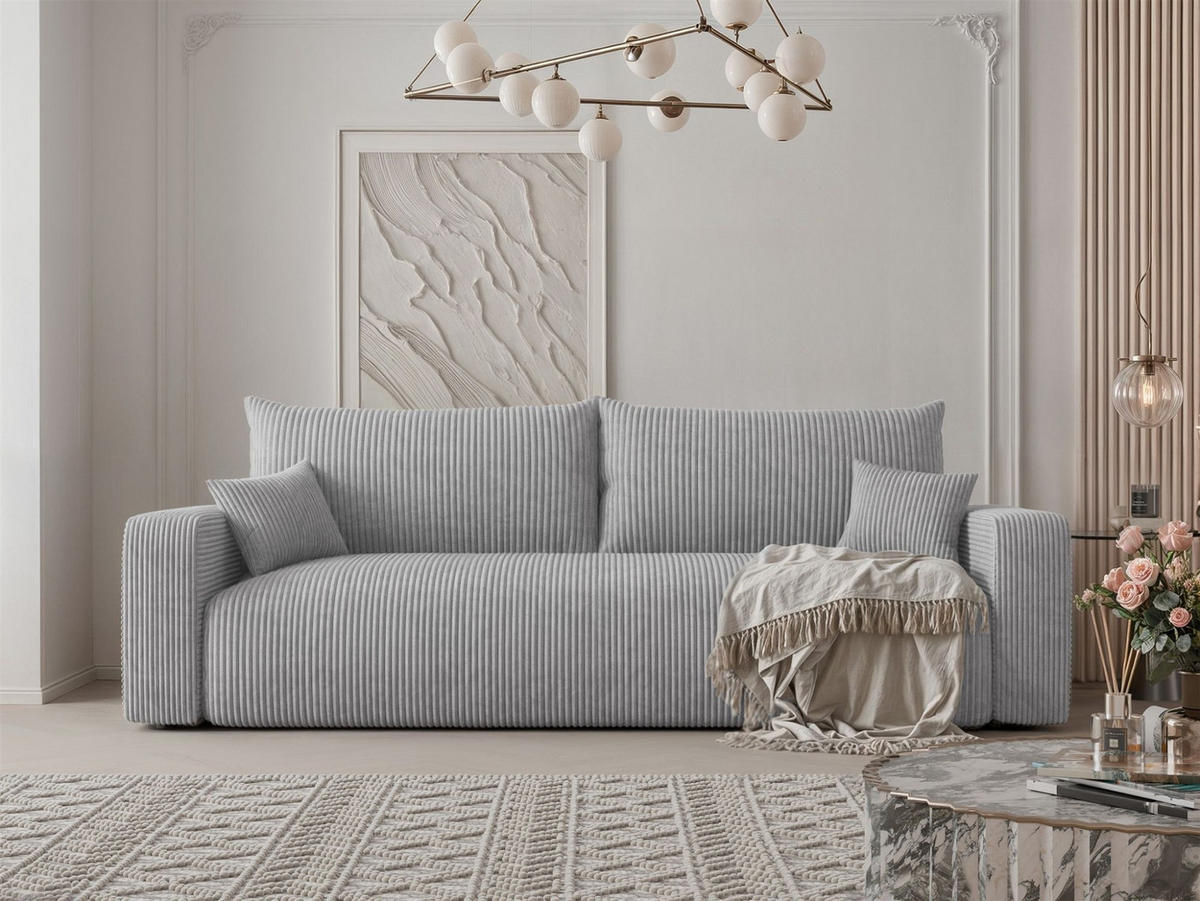 SCHLAFSOFA Luna - Hellgrau, Holzwerkstoff/Textil (246/79/96cm) - Fun Möbel