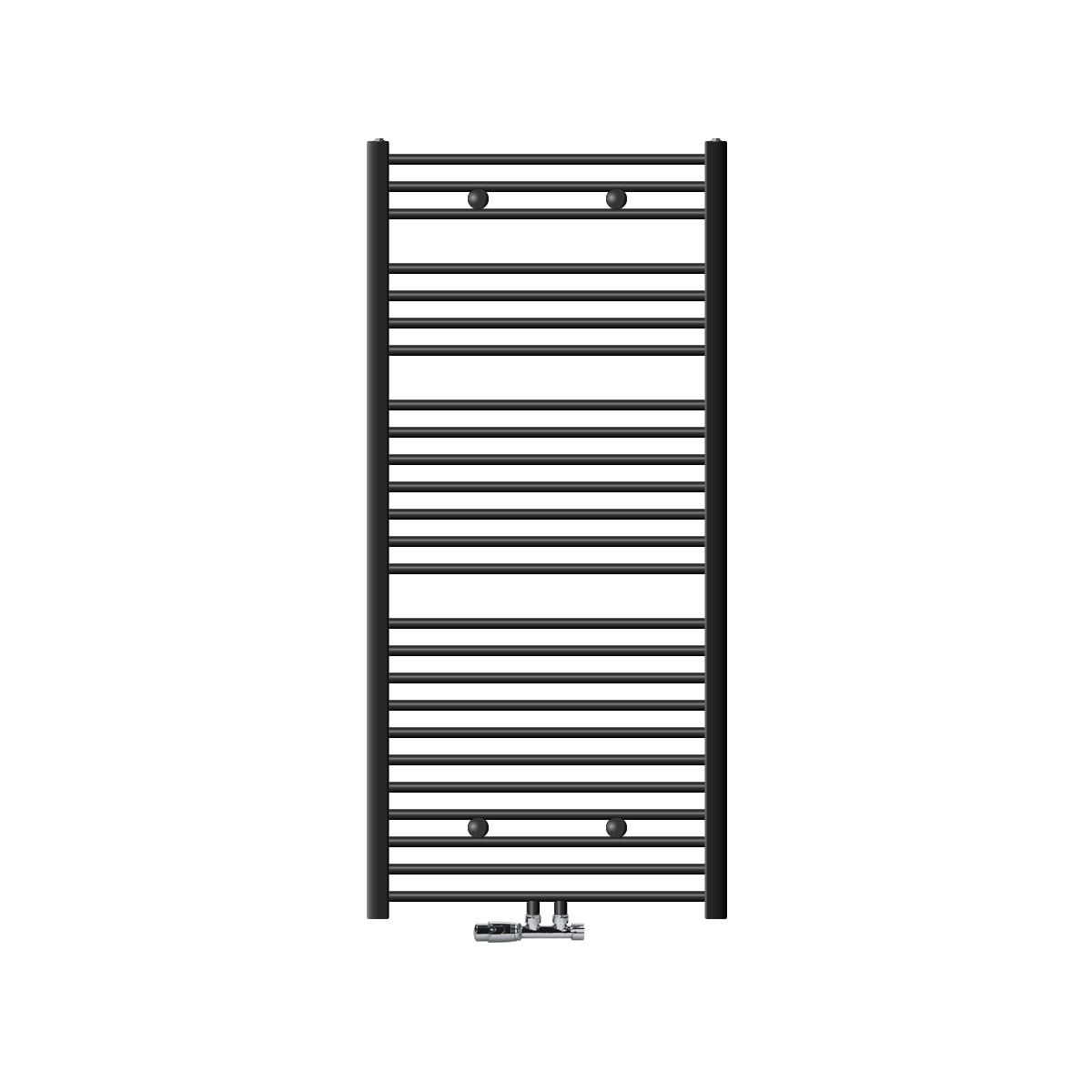 BADHEIZKÖRPER Sahara 750x1500 mm Anthrazit gebogen mit Ventil Eckform - Anthrazit, Metall (75/150/3cm) - LuxeBath