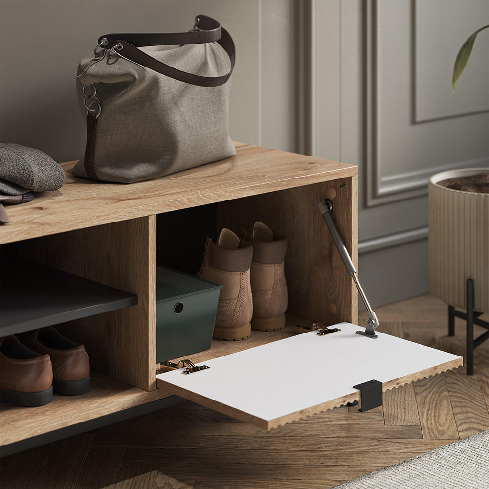 SCHUHSCHRANK Eliza Viking Oak 100 x 45 cm mit Klapptür - Eichefarben, Holzwerkstoff (100/45/40cm) - Vicco