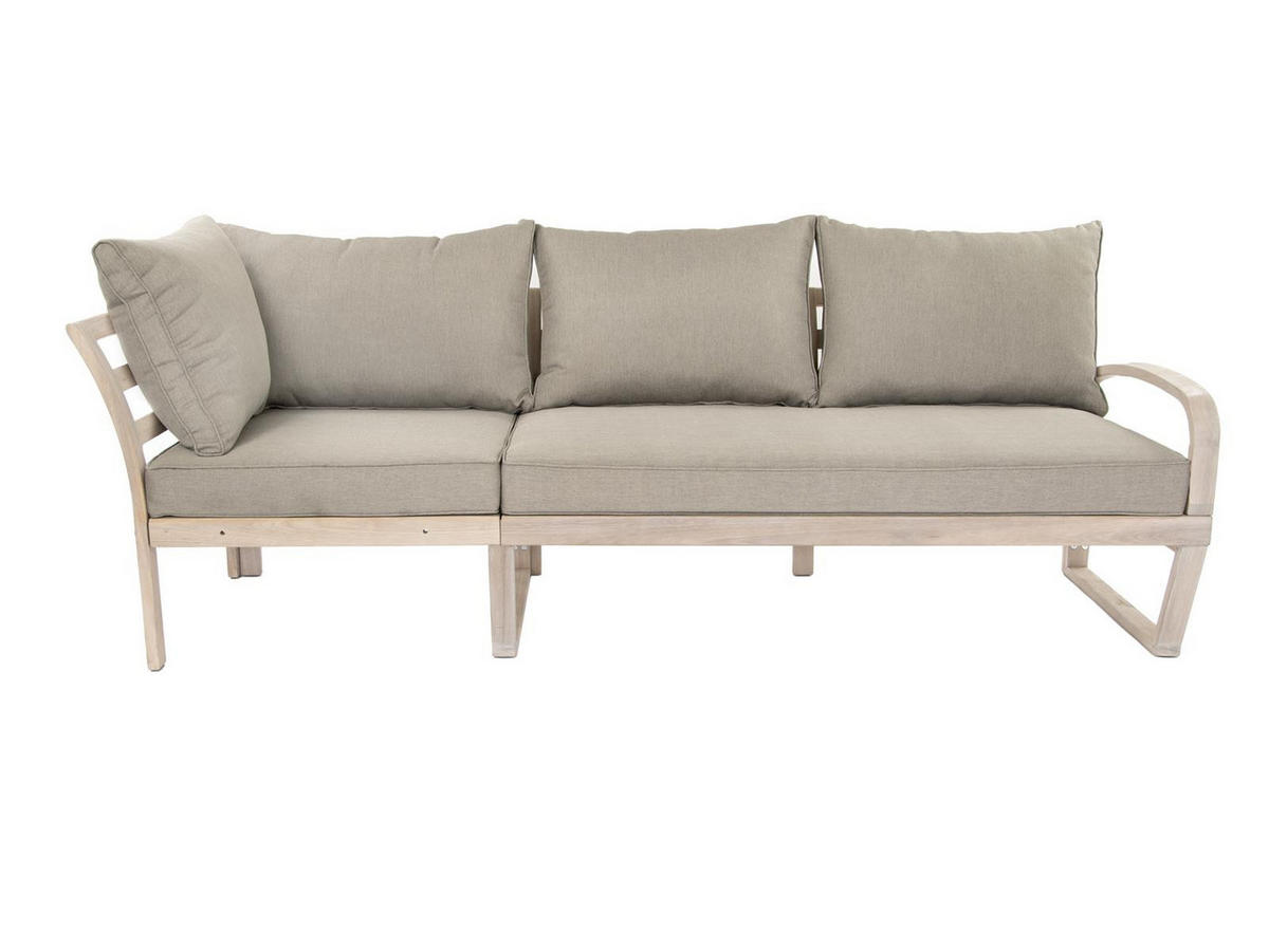 GARTEN-ECKLOUNGE Jura Grau Eukalyptus Holz FSC 100 - Braun, Kunststoff - Green Spirit