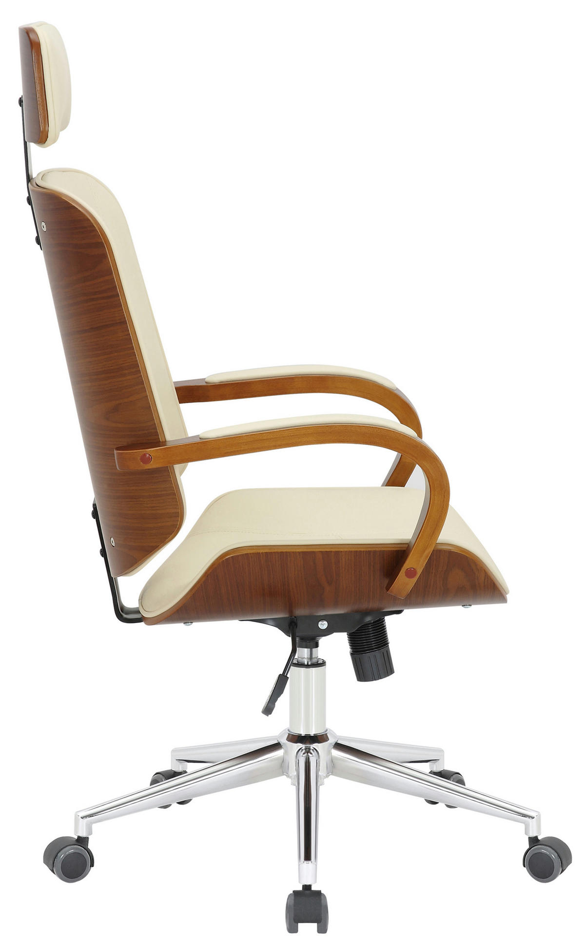BÜROSTUHL Daytona, Walnuss/Creme - Creme, Textil/Metall (70/125/70cm) - TPFLiving
