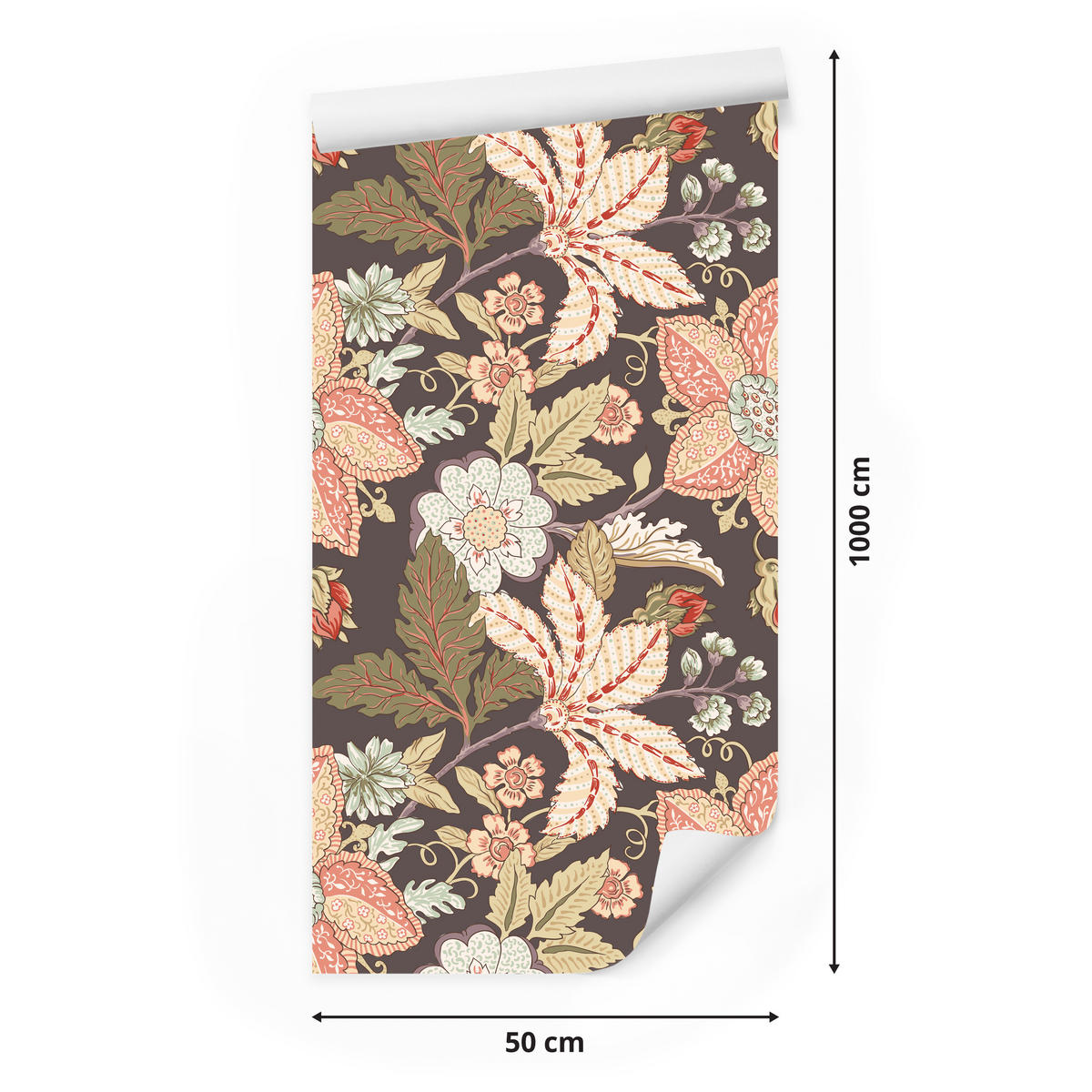 VLIESTAPETE Florale Ornamente im Retro-Stil – Rosa, Beige, Braun – 50x1000 cm - Beige/Rosa, Papier (50/1000cm) - Muralo