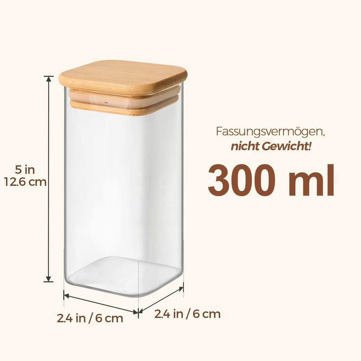 GEWÜRZGLÄSER 12-teiliges Set 300 ml Glas mit Holzdeckel - Multicolor, Glas (6/12.6/6cm)