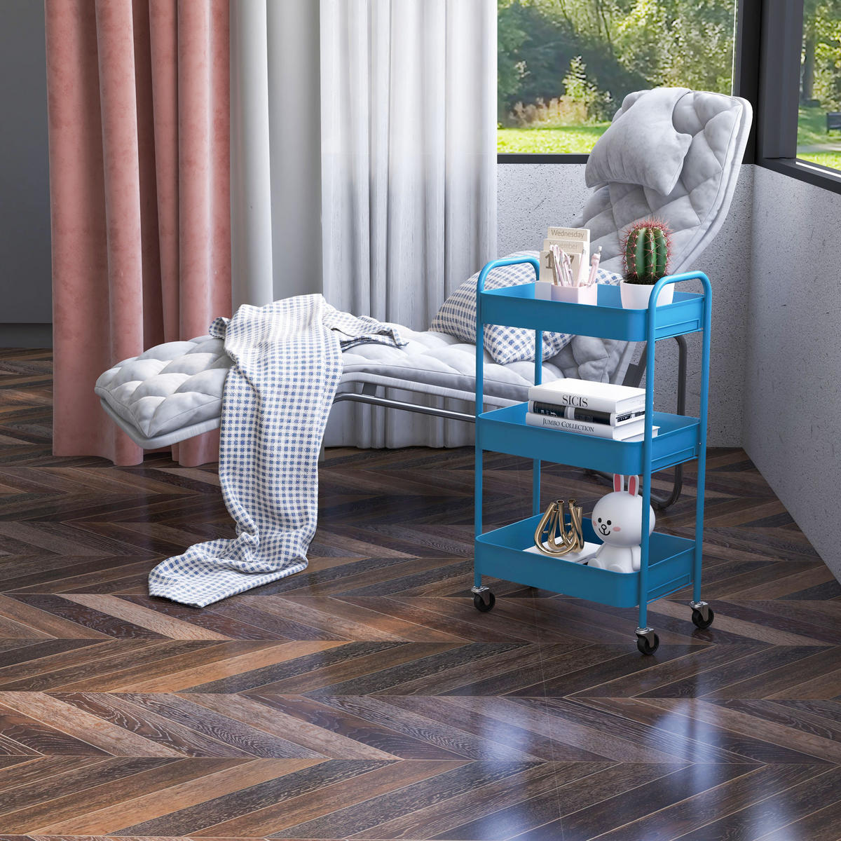 SERVIERWAGEN DE-12460 45/30,6/79 cm Dunkelblau - Blau, Metall (30.6/79/45cm) - ComfortXL