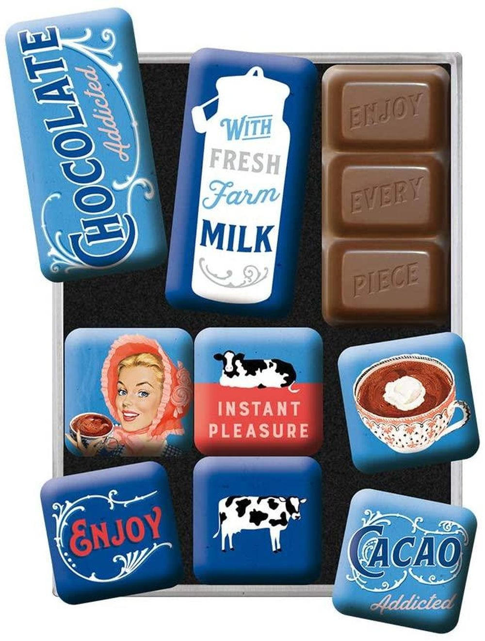 MAGNETSET 9-teilig Say It 50's Chocolate Addicted - Multicolor, Metall (7/9/2cm) - Nostalgic-Art