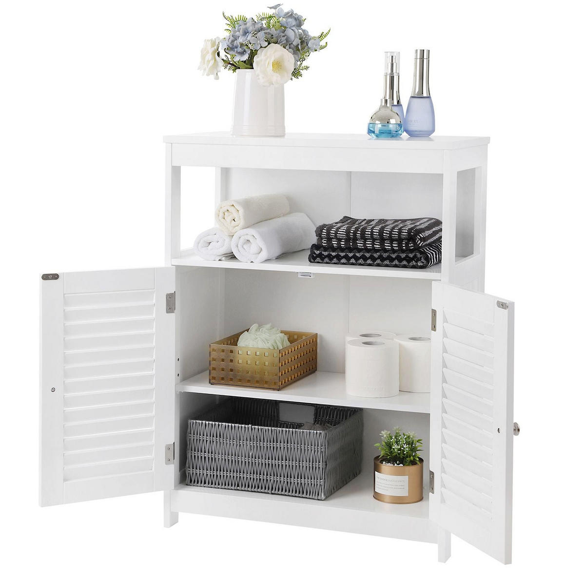 BADEZIMMERSCHRANK BADEZIMMERREGAL - Weiß, Holzwerkstoff (80/30/60cm) - Hansiro