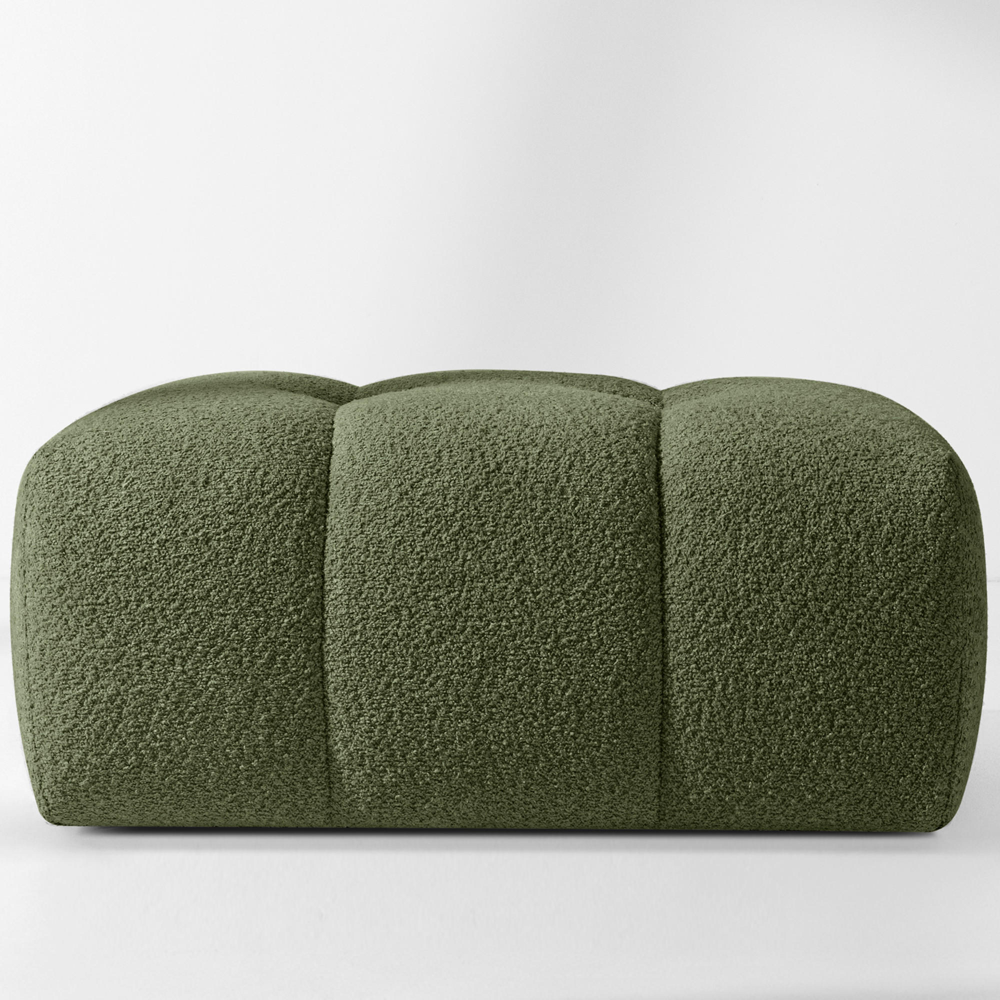 POUF RAVIA, Bouclé, Olivgrün - Olivgrün, Holz/Textil (96/45/50cm) - KONSIMO®