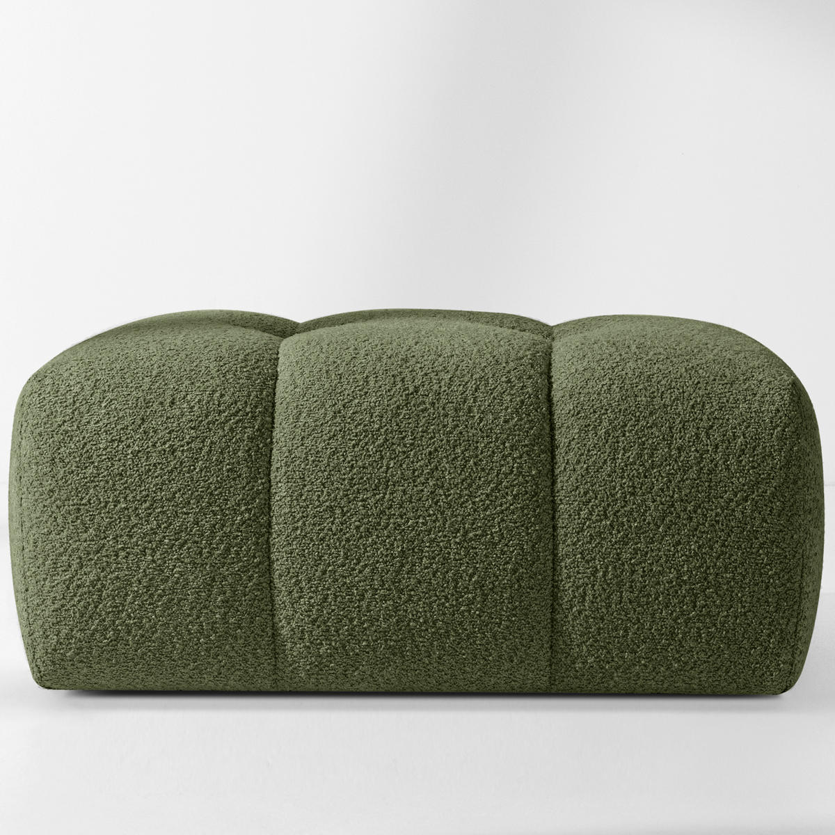 POUF RAVIA, Bouclé, Olivgrün - Olivgrün, Holz/Textil (96/45/50cm) - KONSIMO®