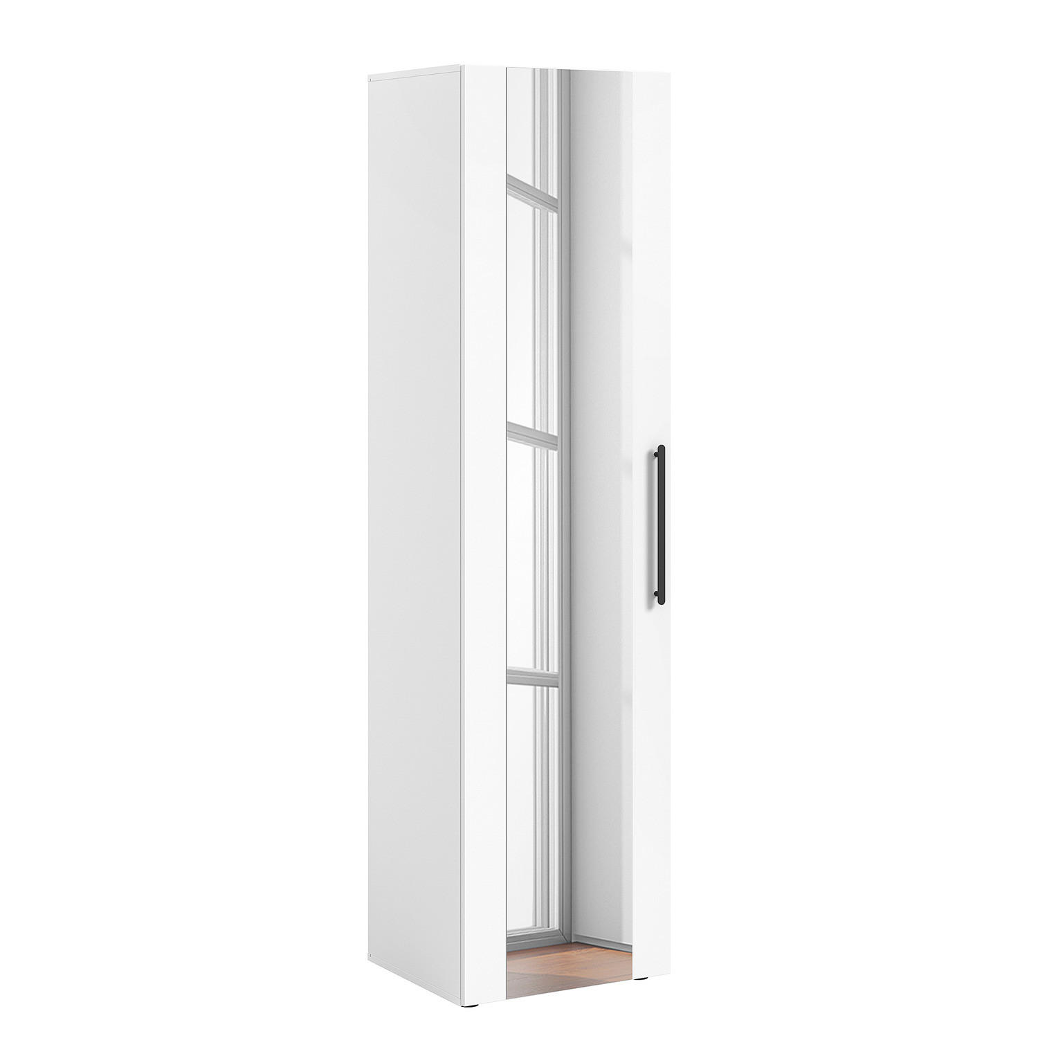 GARDEROBENSCHRANK mit Spiegel - Weiß - Schwarz/Weiß, Holzwerkstoff/Kunststoff (55/200/47cm) - home24