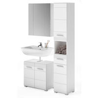 BADMÖBEL-SET weiß Hochglanz, 3-teilig 105 x 182 cm, Badkombination mit Spiegelschrank - Weiß Hochglanz, Glas/Holzwerkstoff (105/182/34cm) - Inn.Furn
